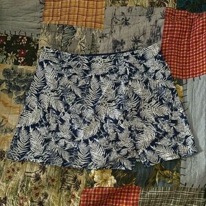 Navy Blue skirt short set with White Fern Print